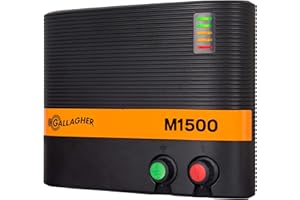 Gallagher M1500 Electric Fence Energizer | 110V Plug-in Fence Charger for Livestock, Horses, and Large Pastures | Powers Up to 160 Miles of Fence | Low Impedance, Built-in Lightning Protection
