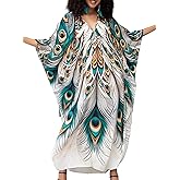 Yanziliu Kaftan Dress for Women,2025 Plus Size Hawaiian Batwing Sleeve Beach Cover Up Summer Swimsuit Dresses