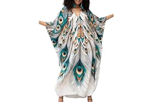 Yanziliu Kaftan Dress for Women,2025 Plus Size Hawaiian Batwing Sleeve Beach Cover Up Summer Swimsuit Dresses