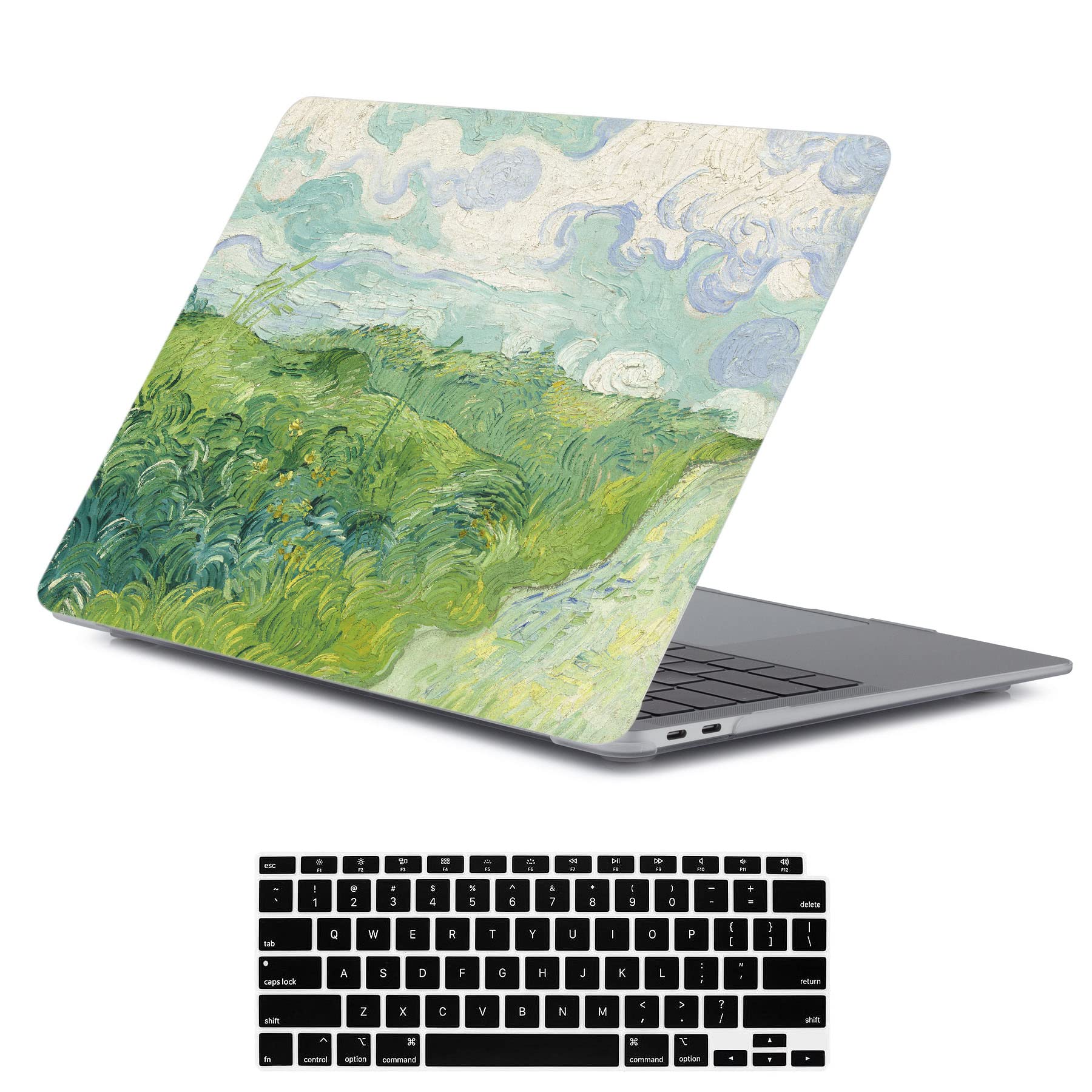 Photo 1 of LanBaiLan Laptop Plastic Hard Shell Protective Case, Compatible for New MacBook Air 13 inch 2020 2019 2018 Release A2337 M1 A2179 A1932 Retina Display with Touch ID & Keyboard Cover, Grassland
