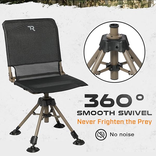TR HUNTING CHAIR 360 DEGREE SILENT SWIVEL FOLDING CHAIR FOR BLINDS, 400LBS CAPACITY 2 LEGS ADJUSTABLE HEIGHT COMFORTABLE STABLE HUNTING SEATS, PORTABLE GROUND HUNTING CHAIR