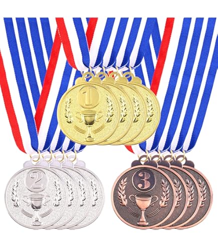 Juvale Lot De 6 Médailles De Récompense Dorées Et Argentées - Style Olympique - Pour Concours