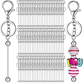 Equsion 80 Pack Beadable Keychain Bars Bulk, Silver Beadable Blanks Removable Metal Keychain Bars for Beads DIY Gifts Supplies mother's Day Craft Projects