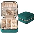 Dajasan Velvet Travel Jewelry Box, Mini Travel Jewelry Case, Small Portable Travel Jewelry Organizer with Mirror for Women Girls (Green)