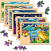 Vextronic Wooden Puzzles for Kids Ages 4-6, 11.8"x8.8" 6 Packs Jigsaw Puzzles 24 & 60 pcs for Toddlers, Wood Toddler Puzzles, Safe Educational Kids Puzzle Toy for Boys Girl Children Ages 3 4 5 6 7 8 9