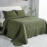 EVENHUG Oversized King Quilt California King Size Lightweight Bedding Set Reversible Bedspread Coverlets for All Seasons 3 Piece (Olive Green 120"x120")