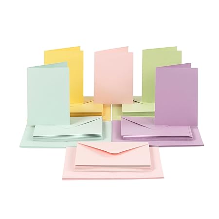 Karten und Briefumschläge Set, DIN A6, pastell, 100-tlg.