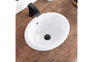 KDKSC Bathroom Vessel Sink 18'' x 15'' Semi Recessed Bathroom Sink Oval Drop In Sink with Overflow White Ceramic Modern Vessel Sinks for Bathroom