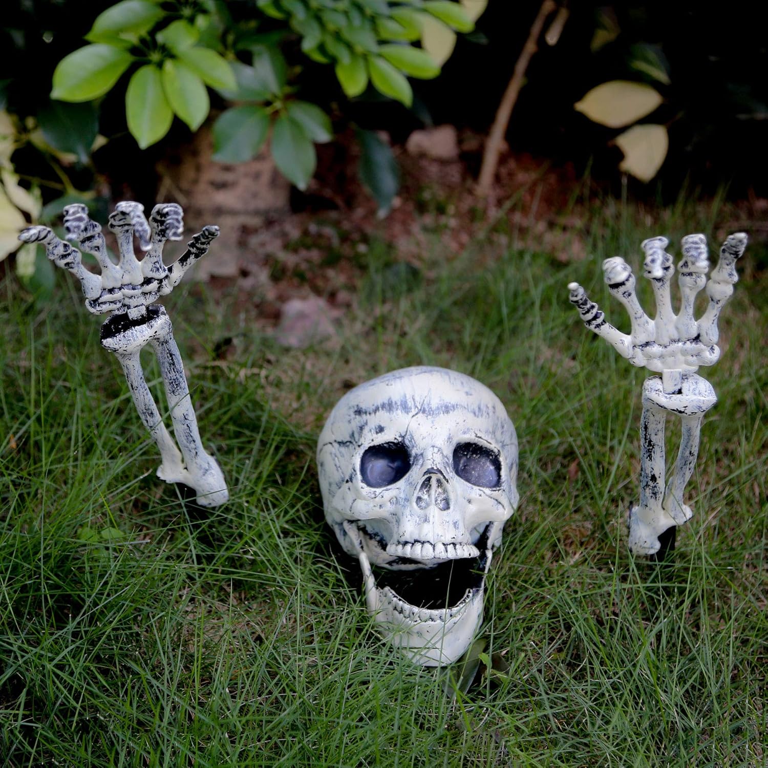HOMILY Plastic Skeleton Arms with Stakes and Skull for Halloween Decorations Outdoor: Garden & Outdoor
