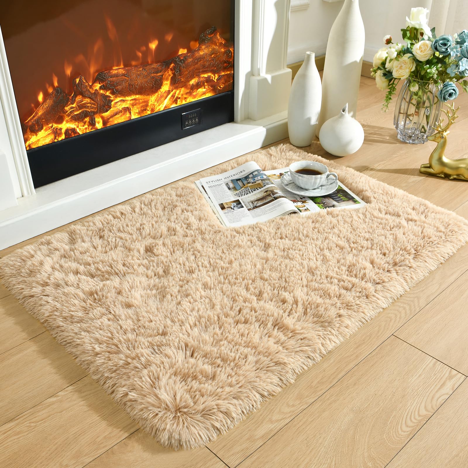 Short Fluffy Rug Merelax Modern Soft Fluffy Small Shaggy Rug for Bedroom Livingroom Dorm ...