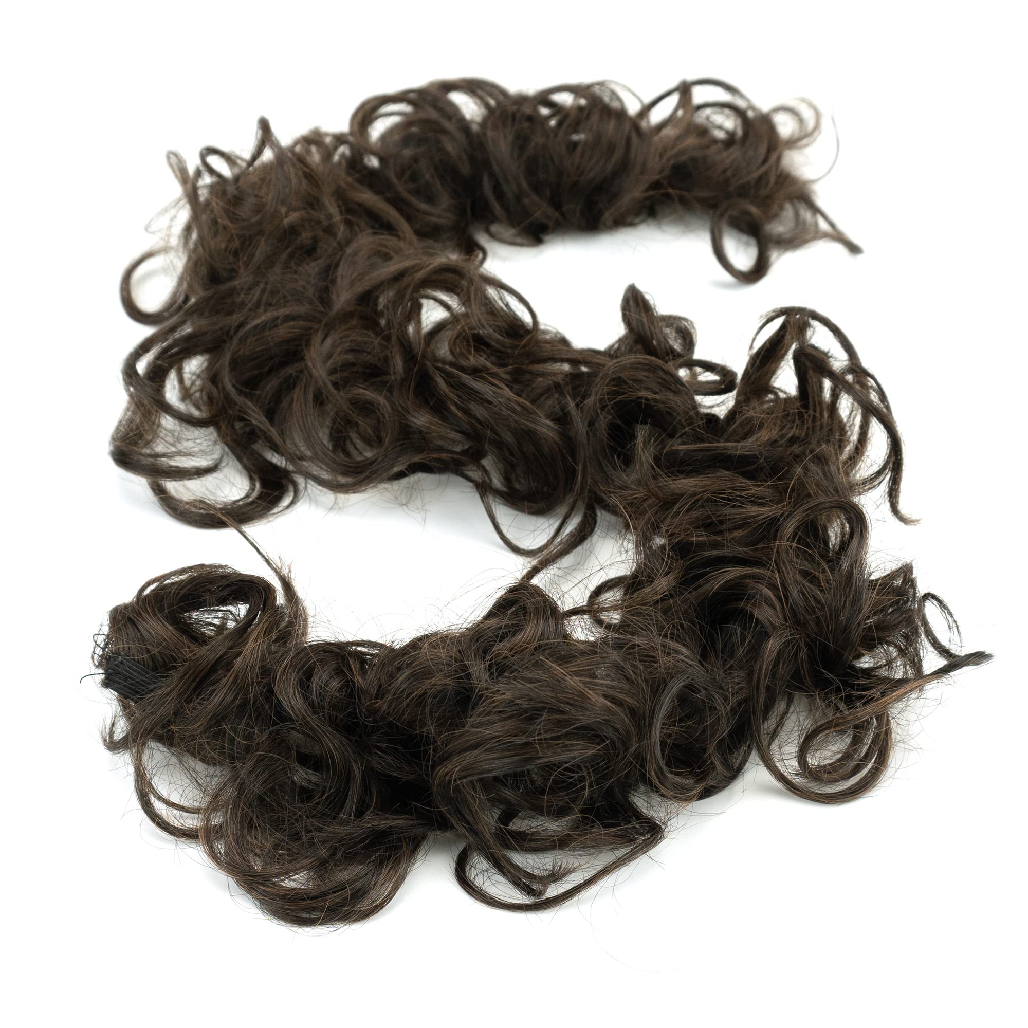 IMISSU Large Size Hairpiece Curly Messy Hair Bun Wrap Scrunchies Elastic Hair Band Donut Updo Chignon Hair Extension Piece for Women (Light Brown)