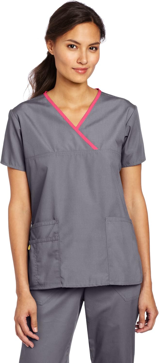 WonderWink Women's Scrubs Charlie 5 Pocket Y-Neck Wrap Top: Medical Scrubs Shirts: Clothing