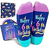 HAPPYPOP Birthday Gifts Ideas - Socks for Girls Boys Kids Age 3-12 with Greeting Card
