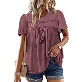 Falechay Womens Summer Tops Crewneck Short Sleeve Striped Shirts Casual Ribbed Blouses Flowy Hem Boho Clothing 2026