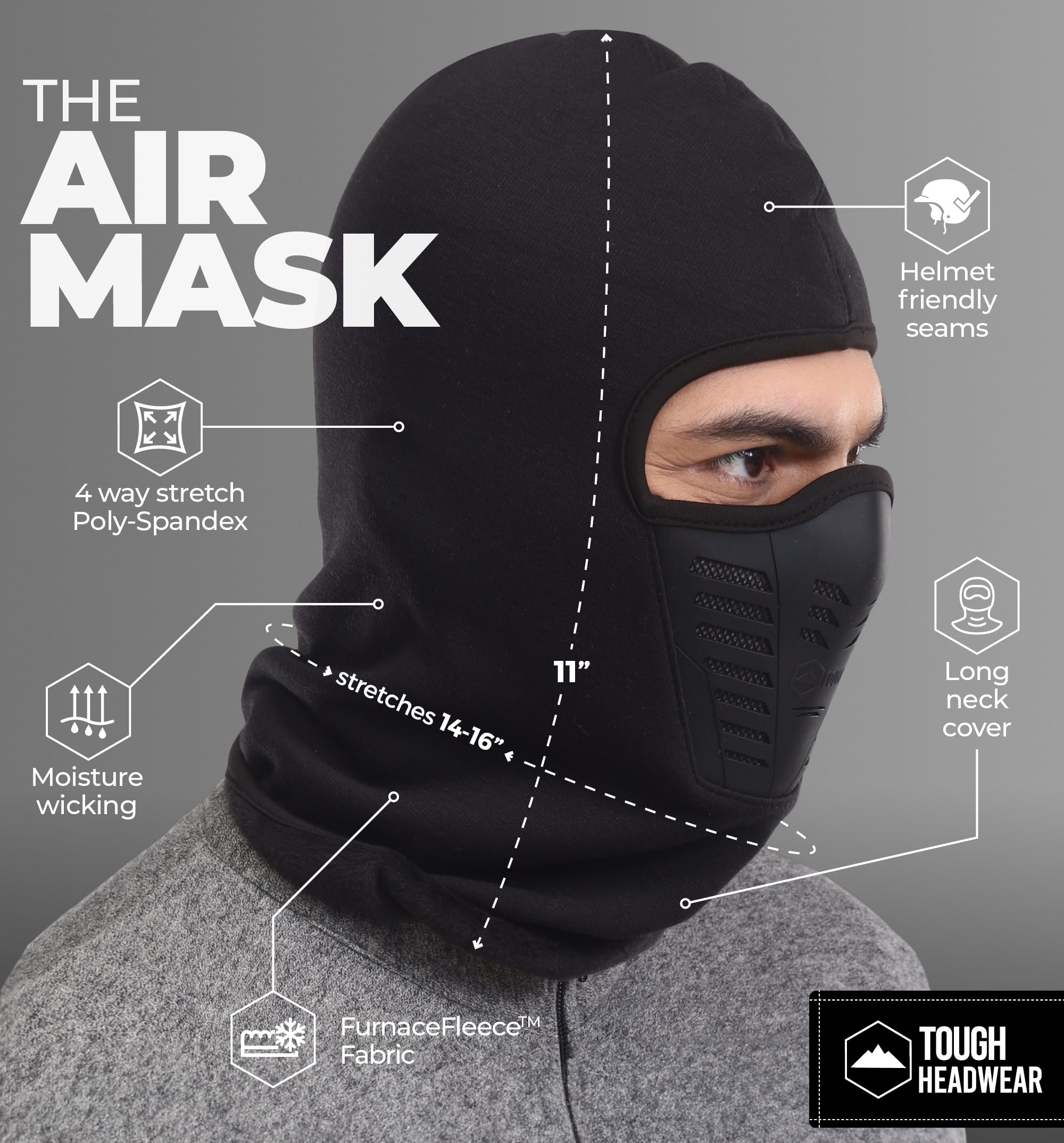 Tough Headwear Balaclava Ski Mask - Warmth & Winter Balaclava - Helmet Liner & Motorcycle Gear - Comfort & Skiing Accessories