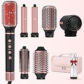 7 in 1 Professional Hair Styling Tool – Hot Air Brush Set, Multi-Styler and Blow Dryer Brush Straightening and Curling, Ionic & Infrared Tech, Cool Shot, 3 Heat & Speed Settings, Includes Travel Bag