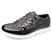 Trsorini Mens Glitter Shoes Sparkly Sneakers Fashion Bling Sequin Shiny Comfort Men Shoes