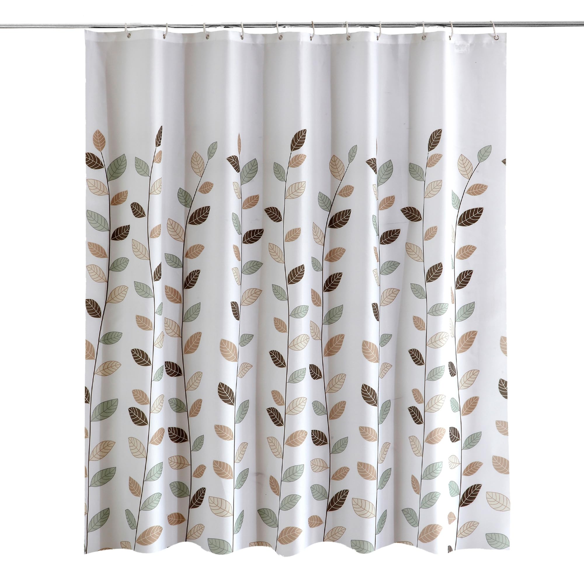 Trimming Shop Leaves Design Shower Curtain - Polyester Fabric Bathroom Curtain, Waterproof & Mould Resistant, With 12 Hooks, Washable 180x200cm Long Shower Liner, Blackout Design for Stylish Bathroom
