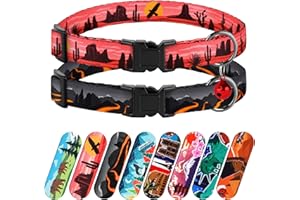 Murom Breakaway Cat Collar 2PCS Set Adjustable Pattern Nature Safety Print Pet Collars for Cats Kitten Girl Boy (Arizona + Hawaii)