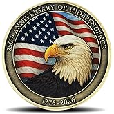 250th US Independence Anniversary Challenge Coin - 1776-2026, Honoring Declaration of Independence Signing (250th A)