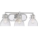 Minka Lavery 5723-77 Urban Industrial Wall Light Fixtures Glass Bath Vanity Lighting, 3 Light, 300 Watts, Chrome