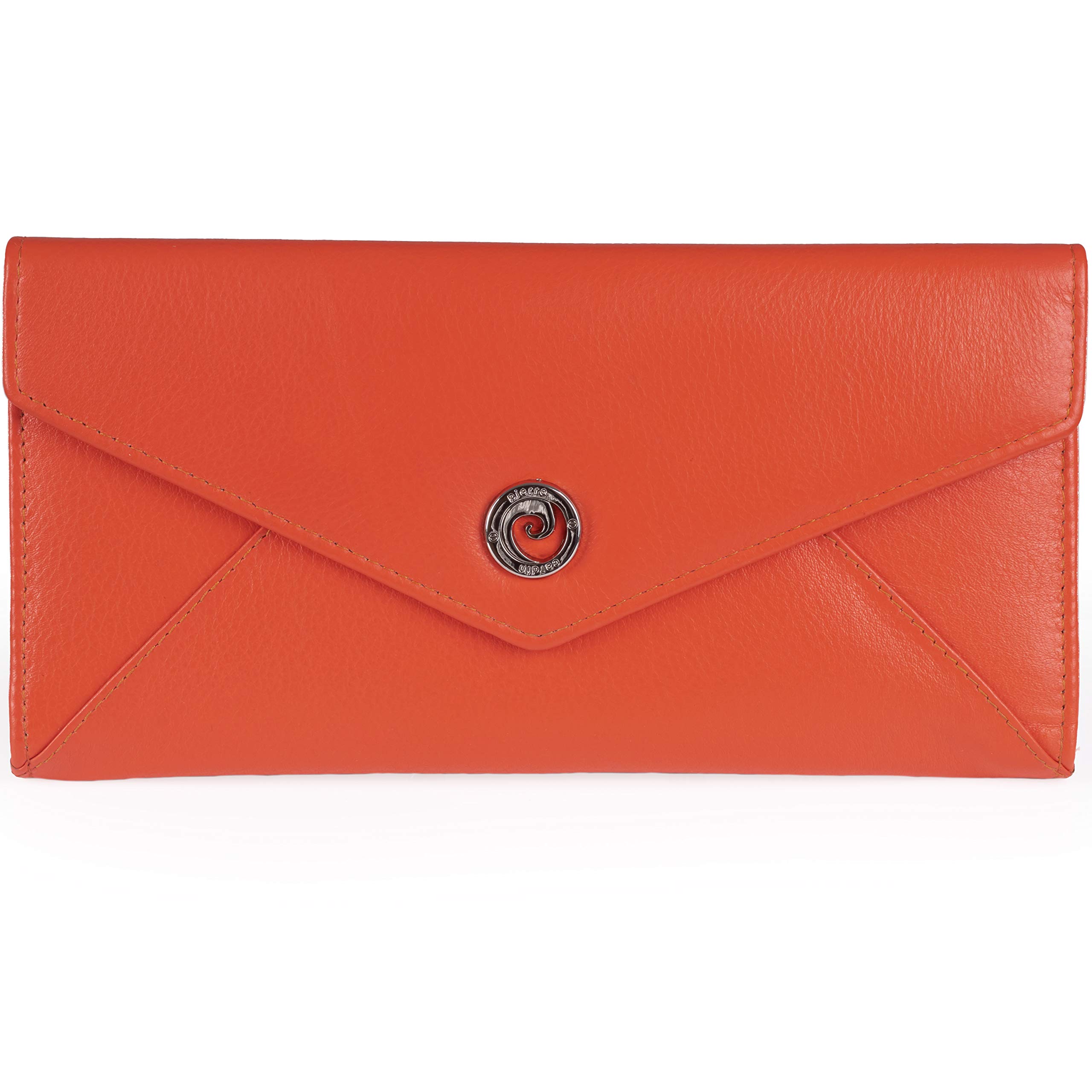 Pierre Cardin Women's Genuine Leather Envelope Purse - Nappa x17 Card Slots Soft, Smooth, Durable & Crease Proof Ladies Wallet (Peach Echo)