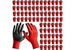 YOUKE OLA 90 Pair Gardening Gloves for Men Women, Breathable Rubber Coated Garden Gloves Working Gloves for Gardening, Construction