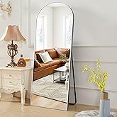 MIRUO Arched Full Length Mirror, 65" x 22" Aluminum Alloy Frame Floor Mirror with Stand, Large Bedroom Mirror Dressing Mirror