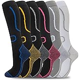 fenglaoda 6 Pairs Compression Socks for Women &amp; Men Knee High Cute Circulation Socks for Nurse Pregnant Travel Athletic