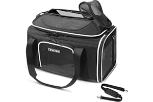 Petskd Top-Expandable Pet Carrier 18x13x9.5 Inches Southwest Airline Approved, Soft-Sided Carrier for Small Cats and Dogs with Locking Safety Zippers and Anti-Scratch Mesh(Black)