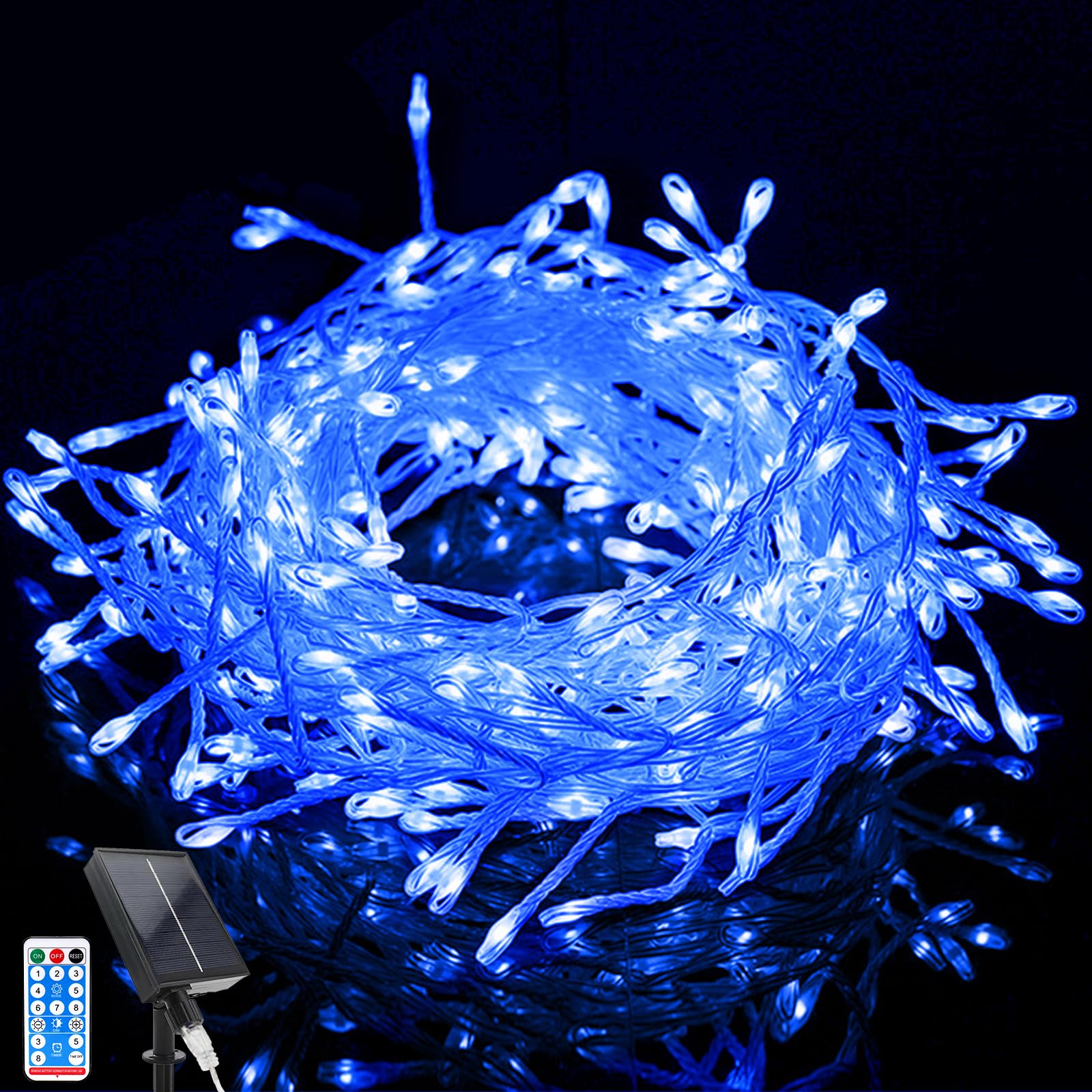 Acxilexy 33FT Solar Christmas String Lights for Outside with Remote, 370 LEDs Solar Firecracker Light, Waterproof LED Christmas Lights 8 Modes Fairy Lights for Garden Yard Christmas