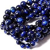 32PCS 12MM AAA Blue Tiger Eye Stone Beads Natural Gemstone Bead Crystal Healing Energy Jewelry Making DIY 15 inches (Blue Tiger Eye, 12MM)