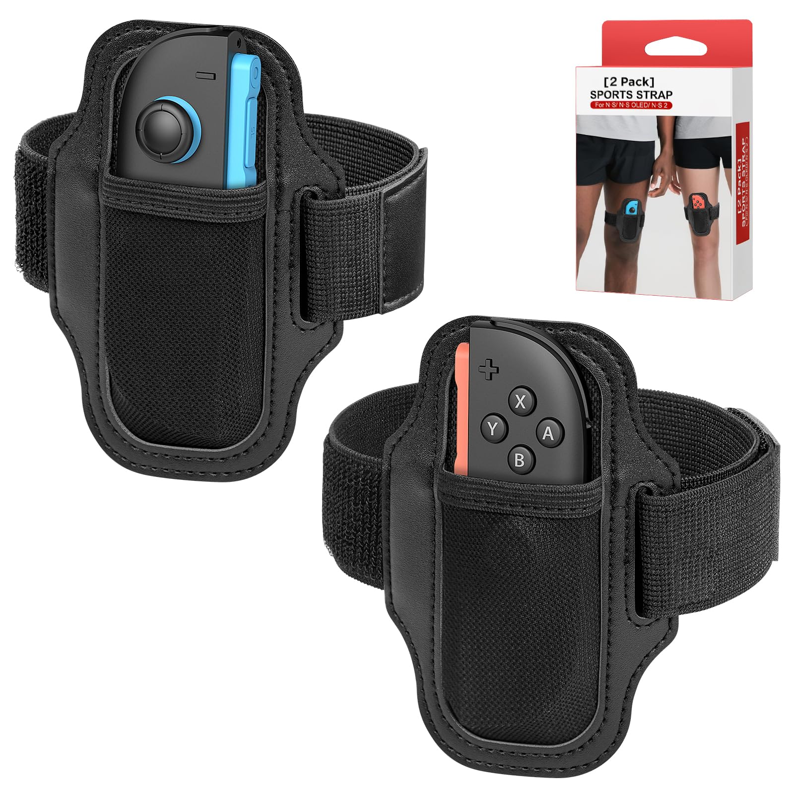 Photo 1 of [2 Pack] Leg Strap for Nintendo Switch/Switch 2 - Sports Play Soccer/Switch Ring Fit Adventure, for Joy Cons Switch Controller Game Accessories,Adjustable Elastic Strap,Two Size for Adults & Children