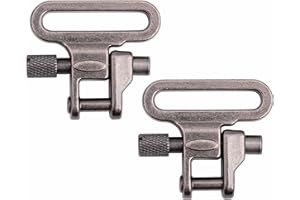 Aisin Gioro 2 Pcs 1" Gun Sling Swivels Mounts Set for Rifle Sling Shotgun Sling, Metallic Grey Tri-Lock Gun Sling Swivels All Metal Quick Attach/Release Gun Sling Hareware Attachment Clips