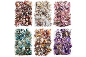 MiyouLuna 120Pcs Steampunk PET Stickers, Scrapbook Stickers Kit for Journaling, Ephemera Packs for Junk Journals, with Sticker Organizer