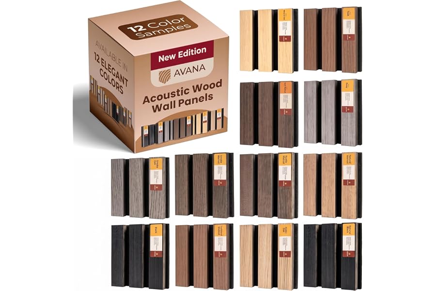 Avana Acoustic Wall Panels Color Samples Pack - Premium Wood Panels for Wall Decor - Interior Sound Proofing and Acoustic Panels
