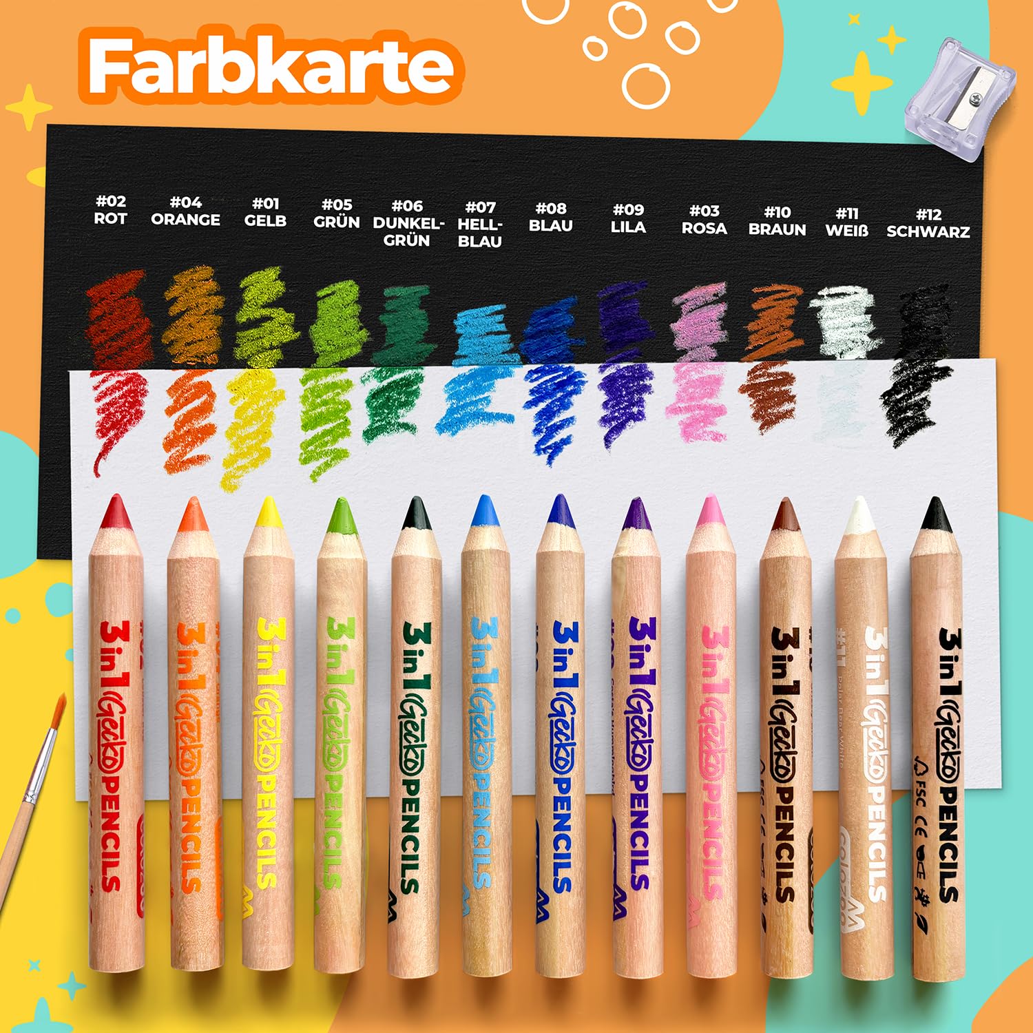 colozoo 3 in 1 Dicke Buntstifte Kinder 12 Farben Kleinkinder Malstifte 4