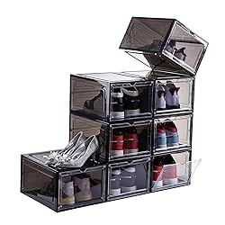 Attelite Clear Shoe Box,Set of 8,Stackable Plastic
