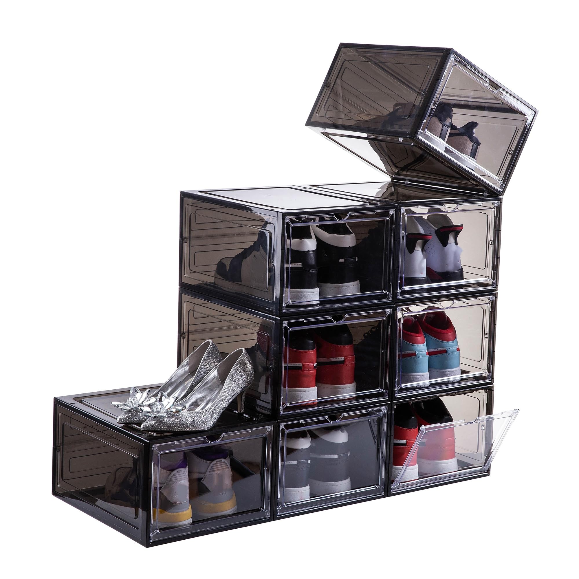 Attelite Clear Shoe Box,Set of 8,Stackable Plastic