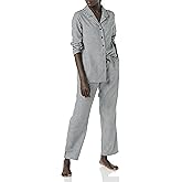 Amazon Essentials Women's Flannel Long-Sleeve Button Front Shirt and Pant Pajama Set