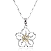 Amazon Collection Genuine or Created Gemstone Birthstone Flower Pendant Necklace with Chain in Sterling Silver, 18"