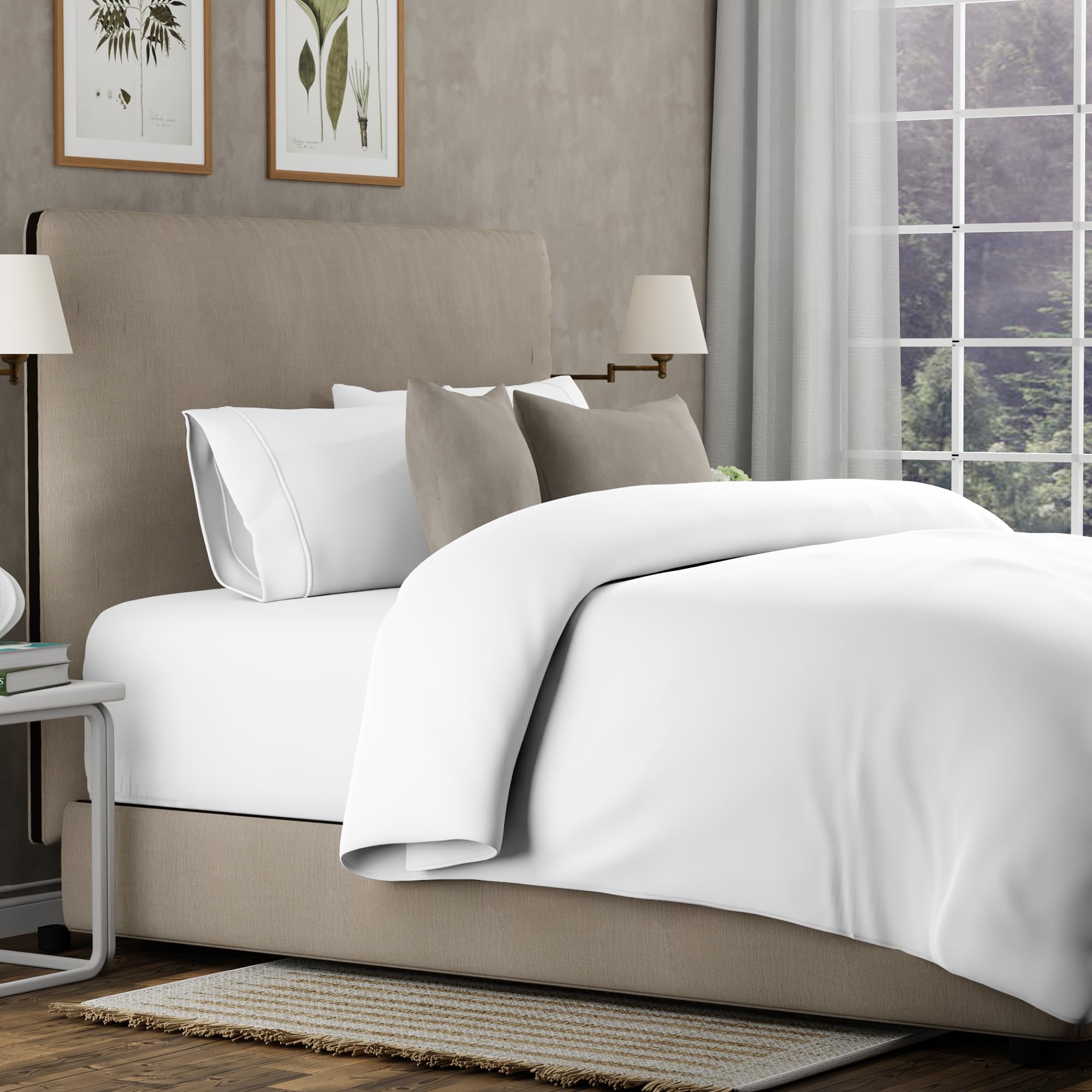 The Cotton Exchange Manchester 100% Cotton King Size Duvet Cover Sets 230x220 cm, White, Crisp Percale Quilt Cover with Hidden Button Closure, Cooling King Bedding Set, Hotel Quality Lightweight Duvet