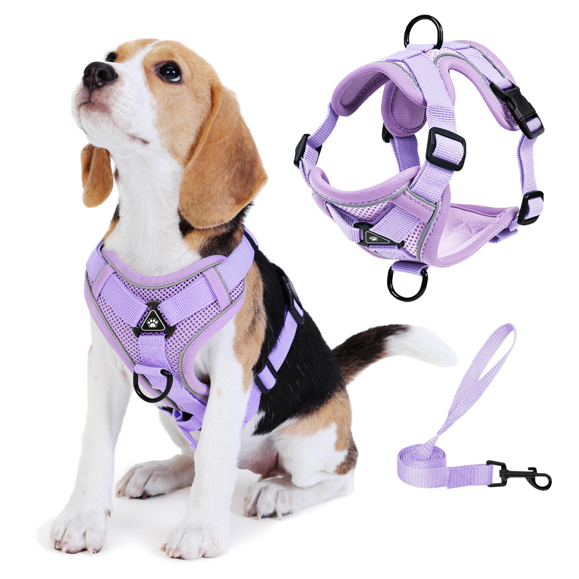 Photo 1 of Jolifield No Pull Dog Harness with Leash Set for Small Sized Dog, Reflective Adjustable No Choke Front Clip Cat Vest Harness with Breathable Mesh, Comfortable Soft Padded Pet Vest, Purple M
