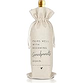 Pregnancy Announcement Wine Bag, Pairs Well with Becoming Grandparent, Im Pregnant Announcement, Pregnancy Announcements for Grandparents Aunt Parents New Mom Dad, Reusable Burlap Wine Bag (A43)