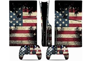 TAIFOND Vinyl Skin Sticker Decal Cover for PS5 Slim Disc Edition, USA Flag Console and Controllers Skin