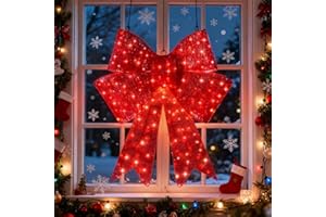 Lighted Large Christmas Bow Red, Christmas Bows Decoration with LED Lights for Outdoor Indoor, Prelit Holiday Yard Festival P