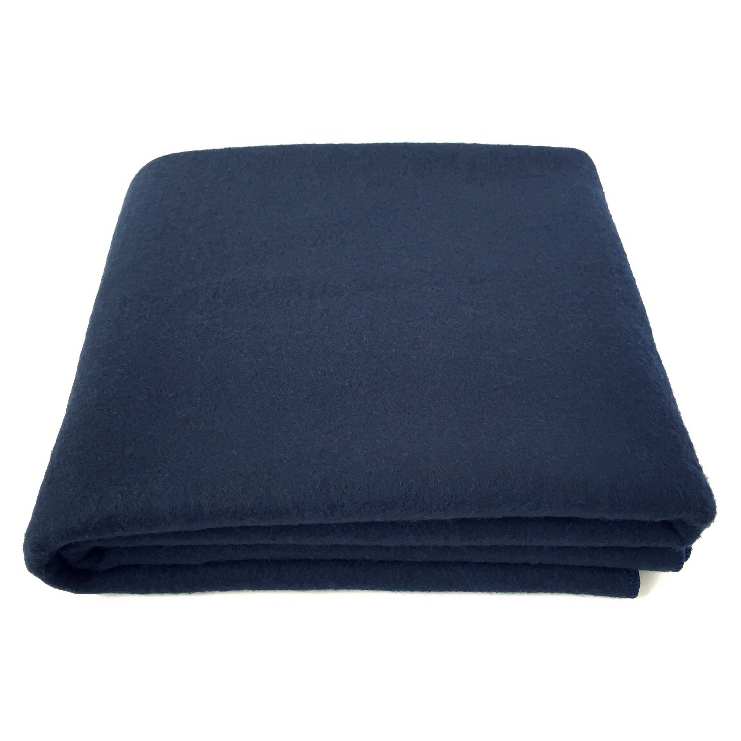 EKTOS 100% Wool Blanket Navy Blue Warm & Heavy 5.5 lbs Large Washable