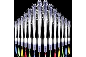 Jecery 24 Pieces White Fiber Optic Wands Glow Sticks LED Light up Wedding Wand with 3 Modes Flashing Sparklers for Wedding New Year Birthday Carnival Glow in the Dark Party Favors Supplies