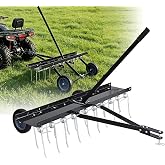 EAGWON Tow Behind Dethatcher, 40-Inch Tow Lawn Dethatcher with 20 Spring Steel Tines, Lawn Dethatcher Rake Compatible with ATV &amp; Mower, Tow Behind Lawn Rake with Lift Handle for Garden, Farm &amp; Grass