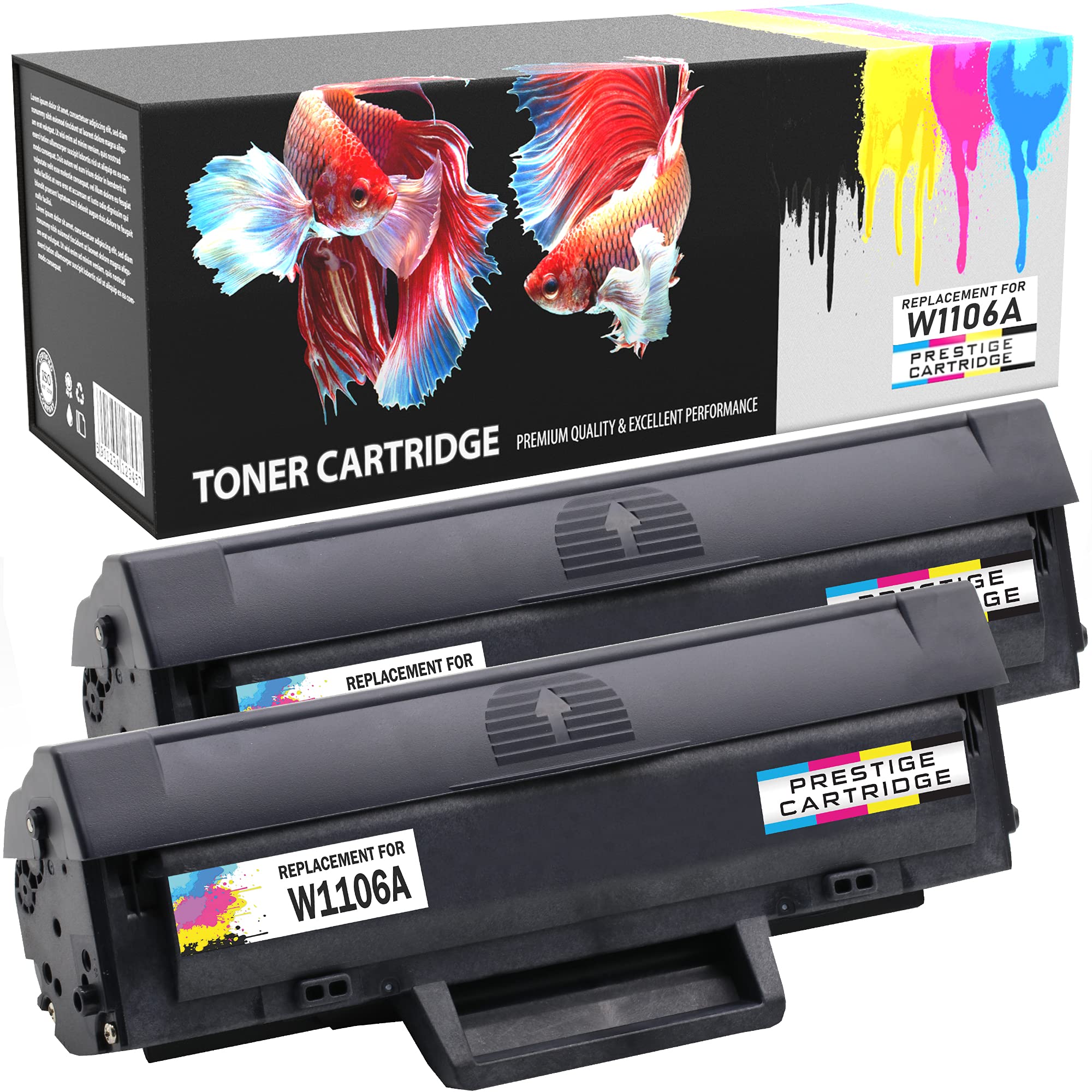 Prestige Cartridge W1106A (1,000 Pages) Pack of 2 Laser Toner Cartridges Compatible with HP Laser 107a 107r 107w MFP 135a 135ag 135r 135w 135wg 137fnw 137fwg with Chip